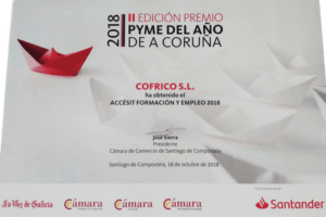 Cofrico_Accesit_Premio_Pyme_Coruna_Formacion_Empleo_2018 Cofrico Accesit Premio Pyme Coruna Formacion Empleo 2018