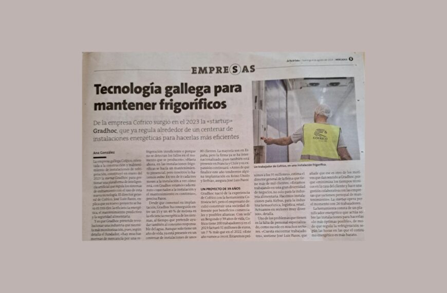 Entrevista en la Voz de Galicia: Tecnología gallega para mantener instalaciones frigoríficas