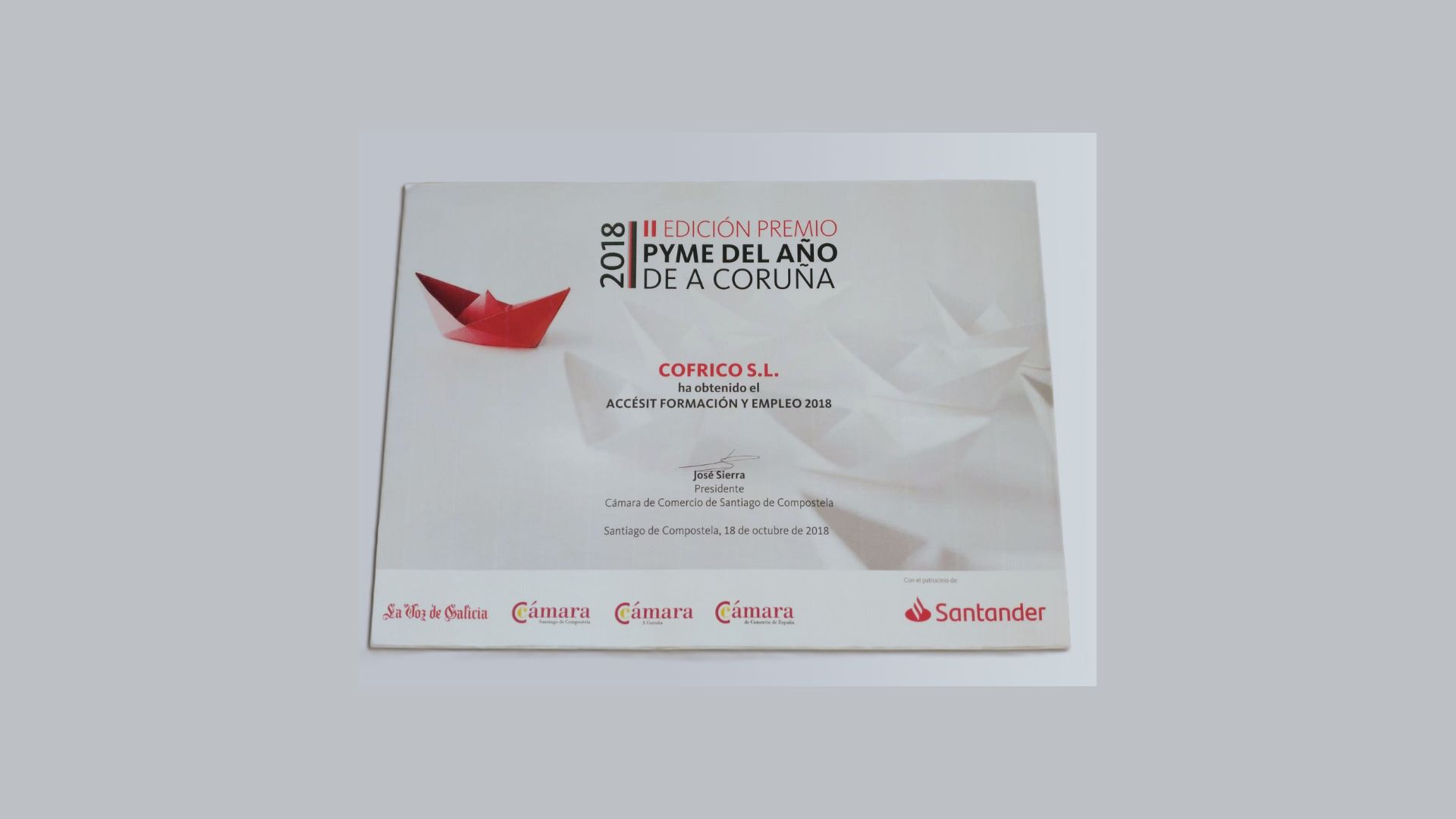 Premio Mejor Pyme 2018. Coruña Cofrico ganadora Accesit Empleo y Formacion
